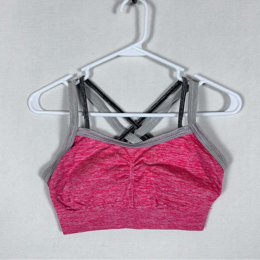 Victorias Secret Sport Pink Cross Back Bra Women’s M Padded Scrappy Pullover